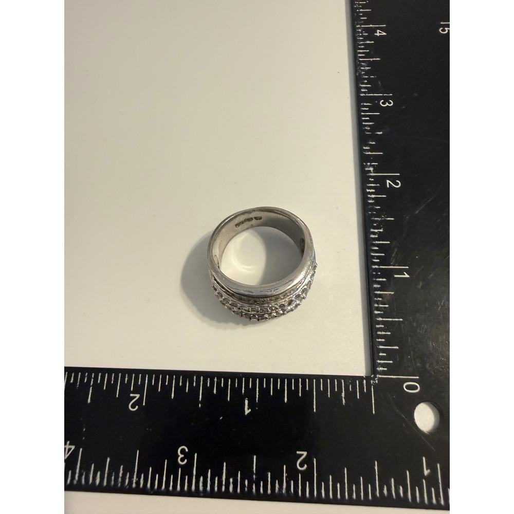 Lia Sophia Silver Tone Multi Row Crystal Baguette Statement Band Ring Size 10 - Picture 4 of 4